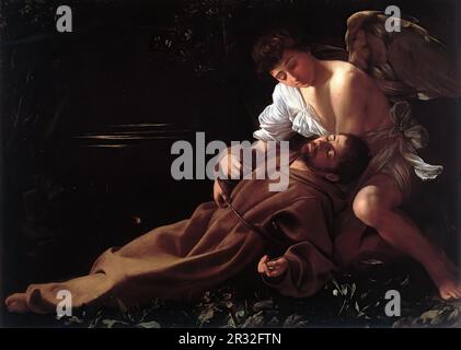 CARAVAGGIO (b. 1573, Caravaggio, d. 1610, Porto Ercole)  St. Francis in Ecstasy c. 1595 Oil on canvas, 92,5 x 128,4 cm Wadsworth Atheneum, Hartford, C Stockfoto