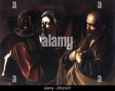 CARAVAGGIO (b. 1573, Caravaggio, d. 1610, Porto Ercole)  The Denial of St Peter 1610 Oil on canvas, 94 x 125 cm Stockfoto