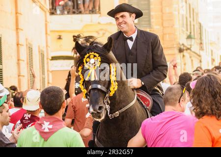 Convocatoria de los Caballeros, Fiestas de Sant Joan. Ciutadella. Menorca, Islas Baleares, españa. Stockfoto