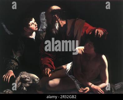 CARAVAGGIO (B. 1573, Caravaggio, d. 1610, Porto Ercole) das Opfer von Isaac c. 1605 Öl auf Leinwand, 116 x 173 cm Piasecka-Johnson Collection, Stockfoto