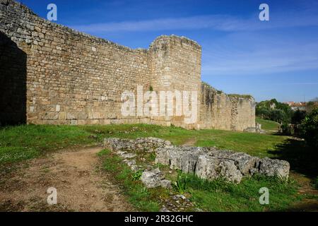 Muralla alto Imperial, remodelada por Flavio Trajanea en el siglo I, Conimbriga, Ciudad del Conventus Scallabitanus, provincia Romana de Lusitania, cerca de Condeixa-a-Nova, Distrito de Coimbra, Portugal, Europa. Stockfoto