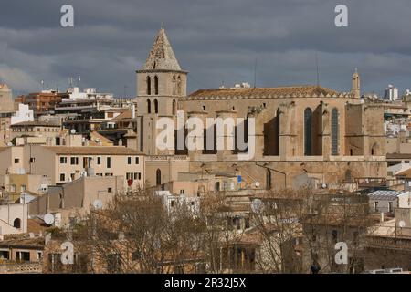 Iglesia del Sagrat Cor desde La Terraza de La Lonja. La Llotja, siglo XV Palma. Mallorca Islas Baleares. España. Stockfoto