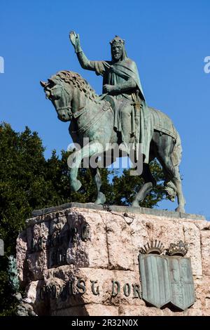 Estatua Ecuestre de Jaime I, Enric Clarasó, 1927, Bronce, Plaza de España. Palma, Mallorca, Balearische Inseln, Spanien, Europa. Stockfoto