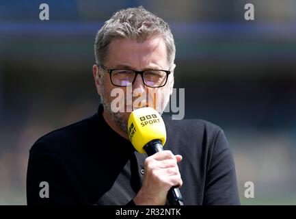 Mark Chapman, BBC-sportmoderator beim Spiel des Betfred Super League Challenge Cup im Headingley Stadium, Leeds. Foto: Samstag, 20. Mai 2023. Stockfoto