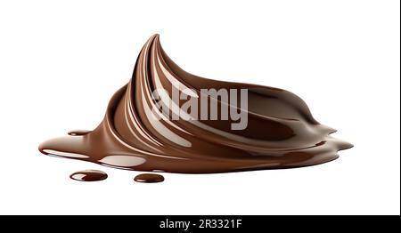 Geschmolzener Schokoladenwirbel, isoliert auf weißem Hintergrund Stockfoto