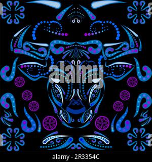 mexikanisches talavera-Stier-Design puebla Art-Illustration im Vektorformat Stock Vektor