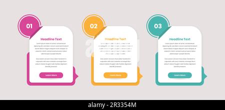 Geschäftsprozess oder Entwurf einer Präsentationsvorlage für Infografiktext in drei Schritten Stock Vektor