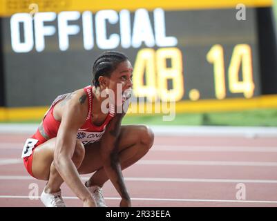 Salwa Eid Naser gewann die 400m bei der Leichtathletik-Weltmeisterschaft 2019 in Doha. Stockfoto