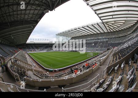 Newcastle, Großbritannien. 22. Mai 2023. Ein allgemeiner Blick auf den St. James' Park während des Premier League-Spiels Newcastle United gegen Leicester City in St. James's Park, Newcastle, Vereinigtes Königreich, 22. Mai 2023 (Foto von Mark Cosgrove/News Images) in Newcastle, Vereinigtes Königreich, 5/22/2023. (Foto: Mark Cosgrove/News Images/Sipa USA) Guthaben: SIPA USA/Alamy Live News Stockfoto