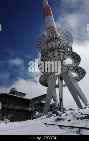 Beobachtungszentrum auf dem Gipfel des Berges Brocken Stockfoto