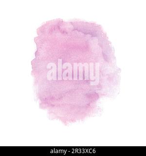 Lila, pastellviolette Wasserfarben. Handgezeichnete Darstellung isoliert auf weißem Hintergrund. Abstrakte Textur, Banner für Text, Dekorationselement. Stockfoto