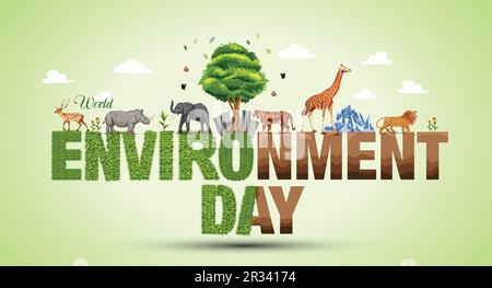 Happy World Environment Day und Earth Day Poster. Abstraktes Vektordesign. Stock Vektor