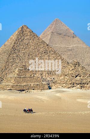 Die Pyramiden von Gizeh bei Kairo, Ägypten Stockfoto