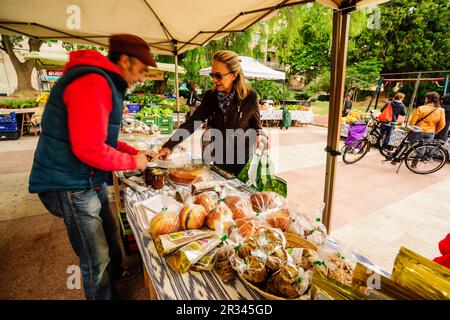 Mercado ecologico al Aire Libre, Plaza de Patins-plaza Bisbe Berenguer de Palou -. Palma. Mallorca Islas Baleares. Spanien. Stockfoto