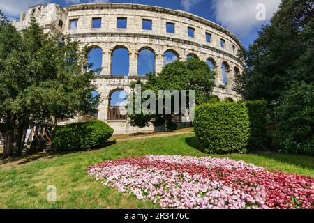 anfiteatro de Pula, Pula, Peninsula de Istria, Croacia, europa. Stockfoto