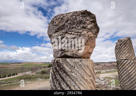 Teatro Romano, Parque arqueológico de Segóbriga, Saelices, Cuenca, Castilla-La Mancha, Spanien. Stockfoto