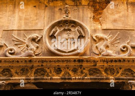 palacio de Can Oleza mandado construir por la familia Descós en el siglo XV, Monumento Histórico-Artístico, Palma, mallorca, islas baleares, España, europa. Stockfoto