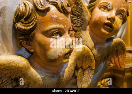 Angeles del camarín de la Mare de Déu de Bonany, Ermita de Bonany, siglo XVII Petra. Mallorca Islas Baleares. España. Stockfoto