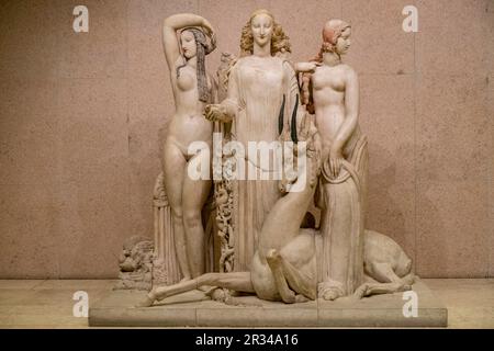 La Primavera, Homenaje a Jean Goujon, Janniot, Roma, 1919-1924 caliza, Fundación Calouste Gulbenkian, ("Fundação Calouste Gulbenkian"), Lisboa, Portugal. Stockfoto