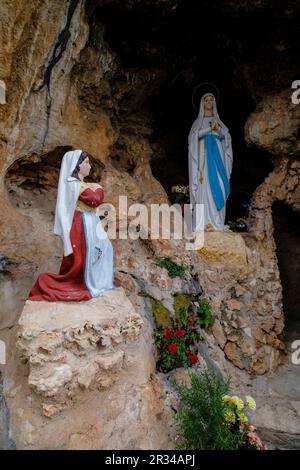 Cova de Lourdes, Cova de Coloms, Santa Eugenia, Mallorca, Balearen, Spanien. Stockfoto