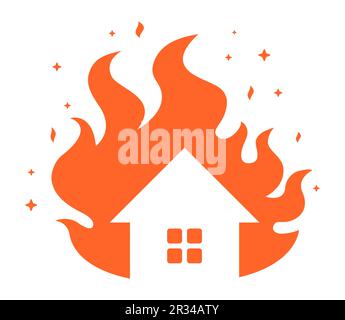 Rotes Symbol für Hausbrand. Abbildung eines flachen Vektors. Stock Vektor
