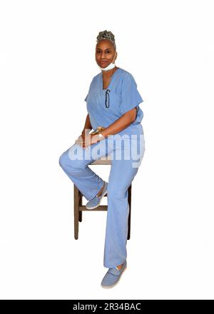 Eine Krankenschwester, gekleidet in ihren Krankenhauspflegern. Stockfoto