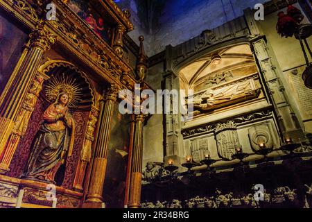 Grab des gesegneten Ramon Llull, von Guillem Sagrera, Kapelle unserer Lieben Frau des Trostes, Sant Francesc. 13. Jahrhundert. Palma, Mallorca. Balearen. Spanien. Stockfoto