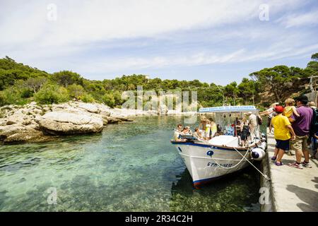 Puerto de Es Lledó. Parque Natural de Sa Dragonera. Isla Dragonera. Sierra de Tramuntana. Mallorca. Islas Baleares. Spanien. Stockfoto