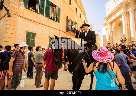 Convocatoria de los Caballeros, Fiestas de Sant Joan. Ciutadella. Menorca, Islas Baleares, españa. Stockfoto