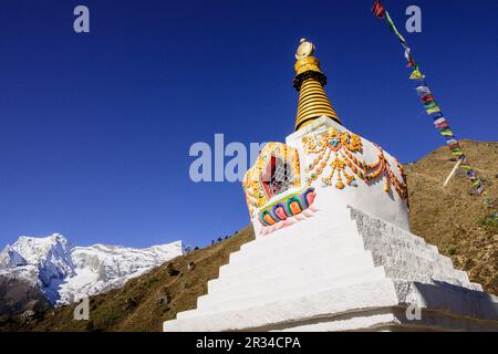 Tenzing Norgye Memorial Stupa. Sagarmatha National Park, Khumbu Himal, Nepal, Asien. Stockfoto