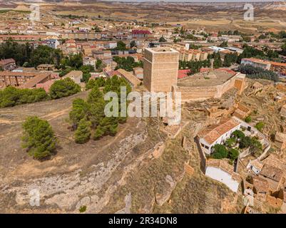 Castillo de Arcos de Jalón, siglo XIV, Arcos de Jalón, Soria, Comunidad Autónoma de Castilla y León, Spanien, Europa. Stockfoto