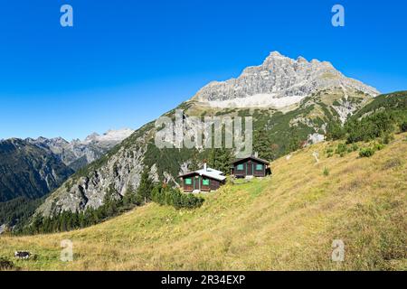 Mt. Hochvogel und Schwabegg Alp Stockfoto