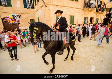 Convocatoria de los Caballeros, Fiestas de Sant Joan. Ciutadella. Menorca, Islas Baleares, españa. Stockfoto