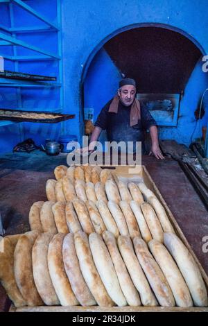 Panaderia en la Medina, Chefchauen, --Chauen, Marruecos, Norte de Afrika, continente Africano. Stockfoto