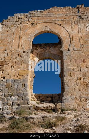 Puerta califal, Castillo de Osma, Siglo X, Osma, Soria, Comunidad Autónoma de Castilla, Spanien, Europa. Stockfoto