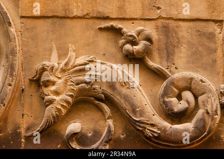 palacio de Can Oleza mandado construir por la familia Descós en el siglo XV, Monumento Histórico-Artístico, Palma, mallorca, islas baleares, España, europa. Stockfoto