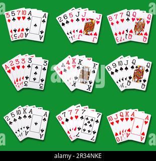 Pokerplatzierungen Stockfoto