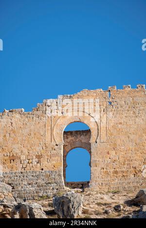 Puerta califal, Castillo de Osma, Siglo X, Osma, Soria, Comunidad Autónoma de Castilla, Spanien, Europa. Stockfoto