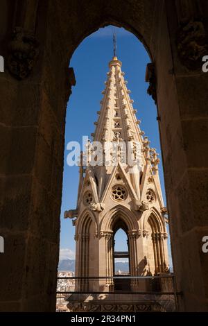 Pinaculos, Catedral de Mallorca, siglo XIII, Monumento histórico - artístico, Palma, Mallorca, Balearen, Spanien, Europa. Stockfoto