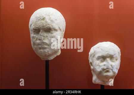 Pieza de escultura Privada o retrato Persönliche, Museo monografico de Conimbriga, Ciudad del Conventus Scallabitanus, provincia Romana de Lusitania, cerca de Condeixa-a-Nova, Distrito de Coimbra, Portugal, Europa. Stockfoto