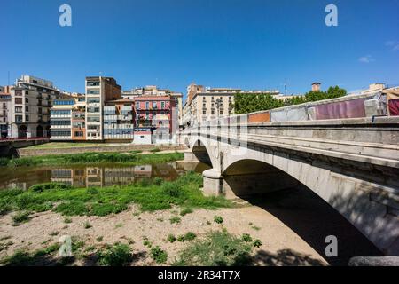 Puente de Piedra, o de Isabel II, Girona, Katalonien, Spanien. Stockfoto