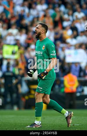 Finalspiel und Feier Valencia CF. Giorgi Mamardaschwili von Valencia CF in Aktion während der regulären Saison La Liga Santander Runde 35 auf m. Stockfoto
