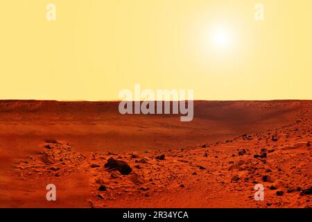 Oberfläche des Planeten Mars. Elemente dieses Bildes, die der NASA entsprechen. Hochwertiges Foto Stockfoto