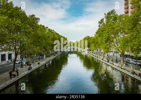 Paris, Frankreich, 2022. Oktober, Blick auf den Canal Saint-Martin Stockfoto