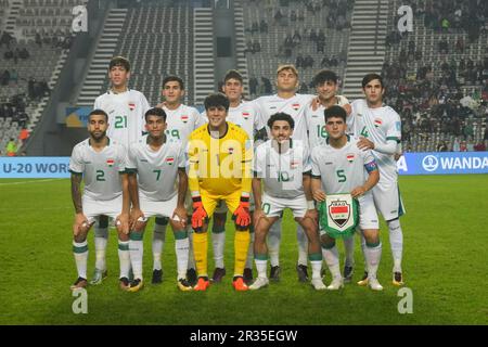 La Plata, Buenos Aires, Argentinien. 22. Mai 2023. SPORT. Irakische Fußballspieler während des FIFA U-20-Weltmeisterschaftsspiels Argentinien 2023 zwischen Uruguay und Irak im Stadium Unico Diego Armando Maradona in La Plata, Buenos Aires, Argentinien, am 22. Mai 2023 (Kreditbild: © Julieta Ferrario/ZUMA Press Wire) NUR REDAKTIONELLE VERWENDUNG! Nicht für den kommerziellen GEBRAUCH! Kredit: ZUMA Press, Inc./Alamy Live News Stockfoto