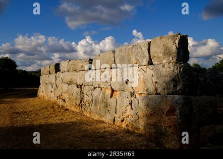 Hospitalet Vell, Edificio rechteckige de arquitectura ciclópea, núcleo de hábitat talayótico, término Municipal de Manacor, Mallorca, Balearen, Spanien, Europa. Stockfoto