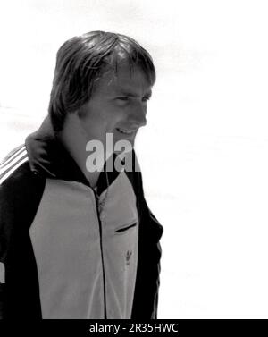 Alan Pascoe Runner Hürdenspringer bei den Phillips Gateshead Games im Gateshead Stadium Tyneside cerca 1980er Stockfoto