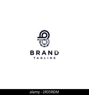 Einfaches Design des „Round B“-Buchstabens. Zwei durchgehende Linien bilden einen runden B-Buchstaben. Stock Vektor