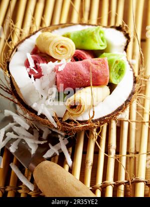 Kokosnuss-Pfannkuchen Stockfoto