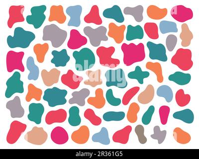 Gruppe von fluiden dynamischen Formen. Vektordarstellung. Zufällige abstrakte Stürze, isoliert auf weißem Hintergrund Stock Vektor